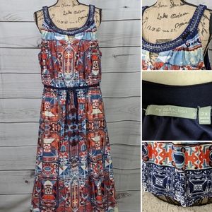 NY COLLECTION Red/Blue Long Dress Sz 2X